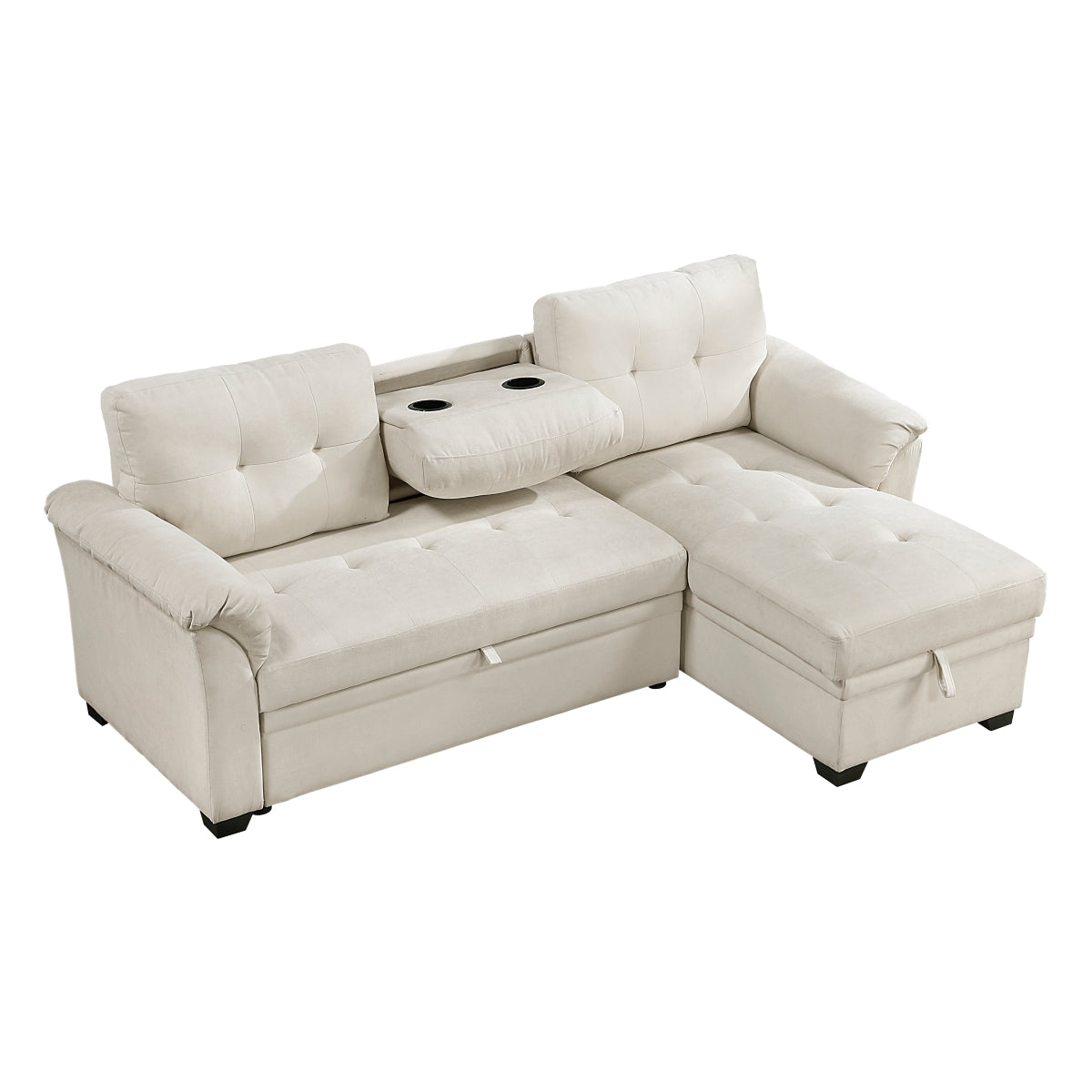 Elara 2-Piece Reversible Sectional with Pull-out Bed, Reversible Chaise and Hidden Storage