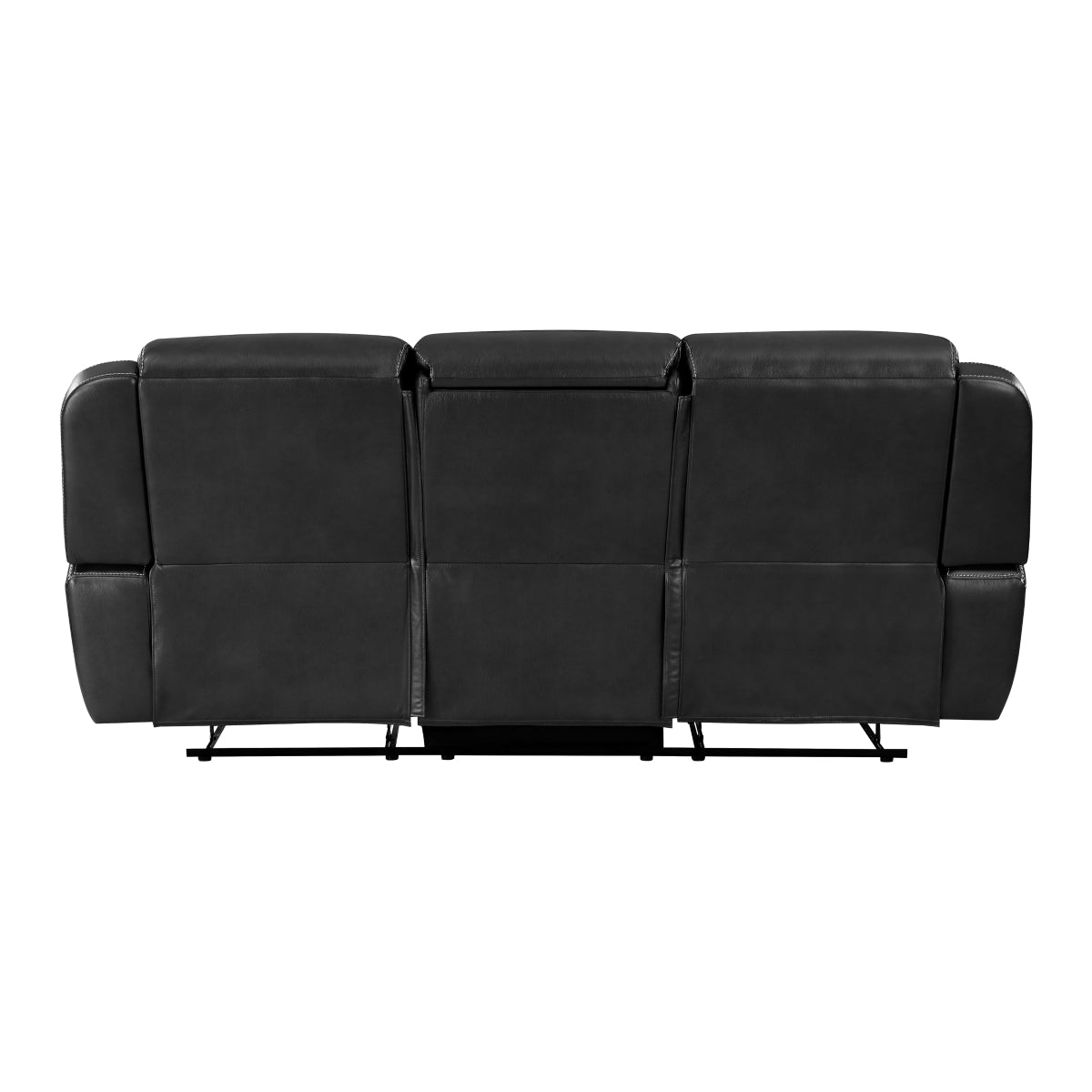 Littleton Double Reclining Sofa with Center Drop-Down Cup Holders,Storage Pouch, Receptacles and USB Ports - Black