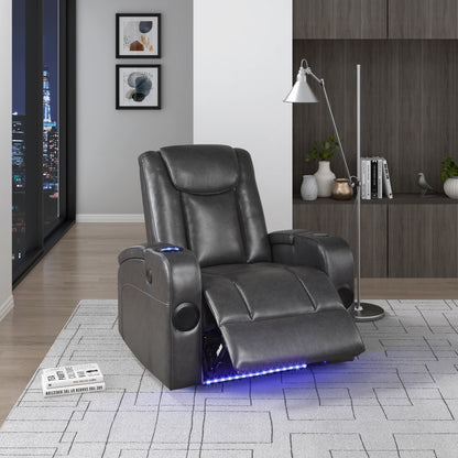 Turbo Power Reclining Chair with Wireless Charger, Cooling Cup-Holder, Storage Arms, Wireless Speakers, LED Light and USB port
