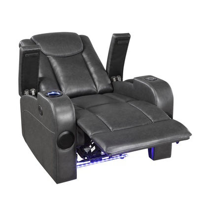 Turbo Power Reclining Chair with Wireless Charger, Cooling Cup-Holder, Storage Arms, Wireless Speakers, LED Light and USB port