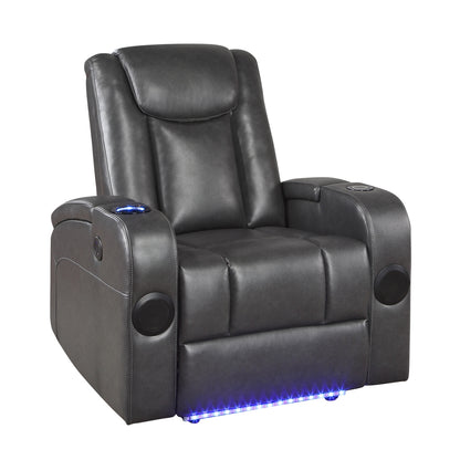 Turbo Power Reclining Chair with Wireless Charger, Cooling Cup-Holder, Storage Arms, Wireless Speakers, LED Light and USB port