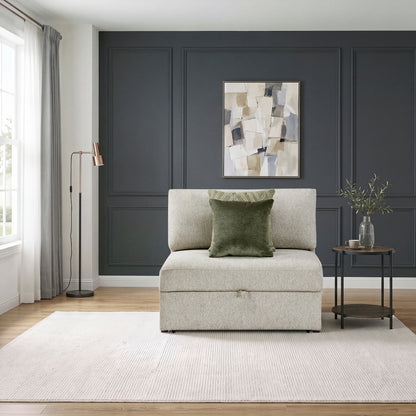 Isla Convertible Armless Chair and Half with Pull-out Bed and Click Motion Back