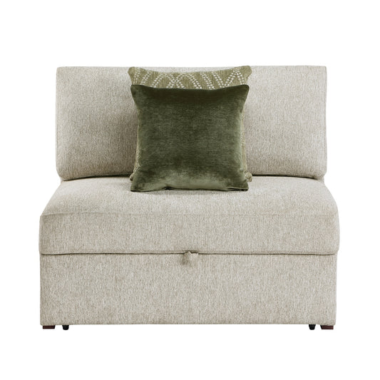 Isla Convertible Armless Chair and Half with Pull-out Bed and Click Motion Back