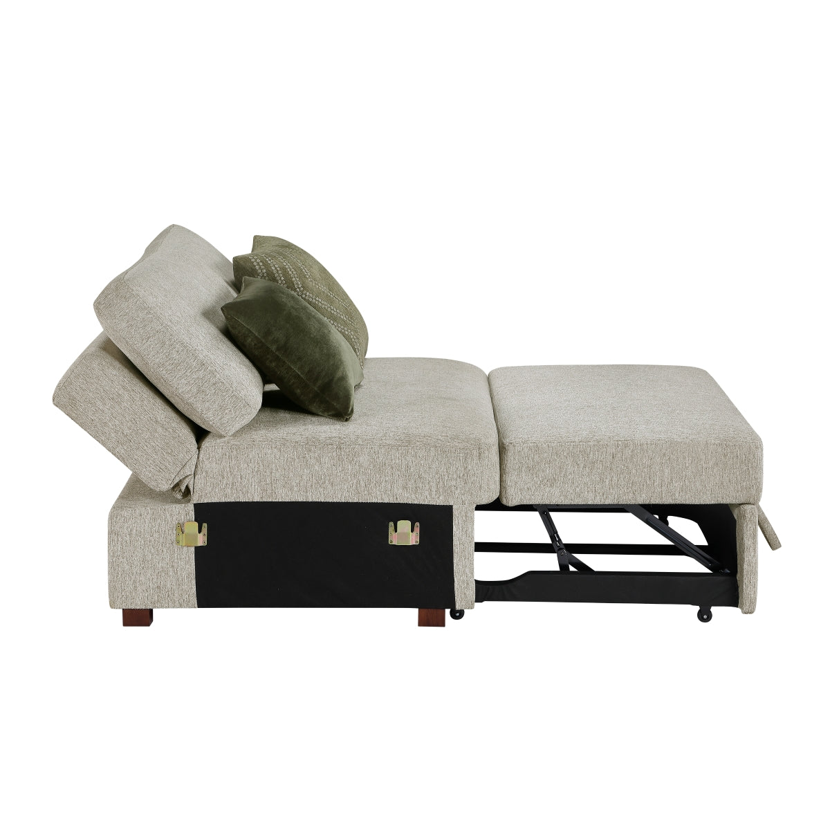 Isla Convertible Armless Chair and Half with Pull-out Bed and Click Motion Back