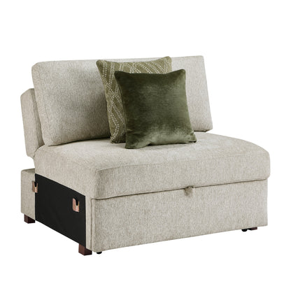 Isla Convertible Armless Chair and Half with Pull-out Bed and Click Motion Back