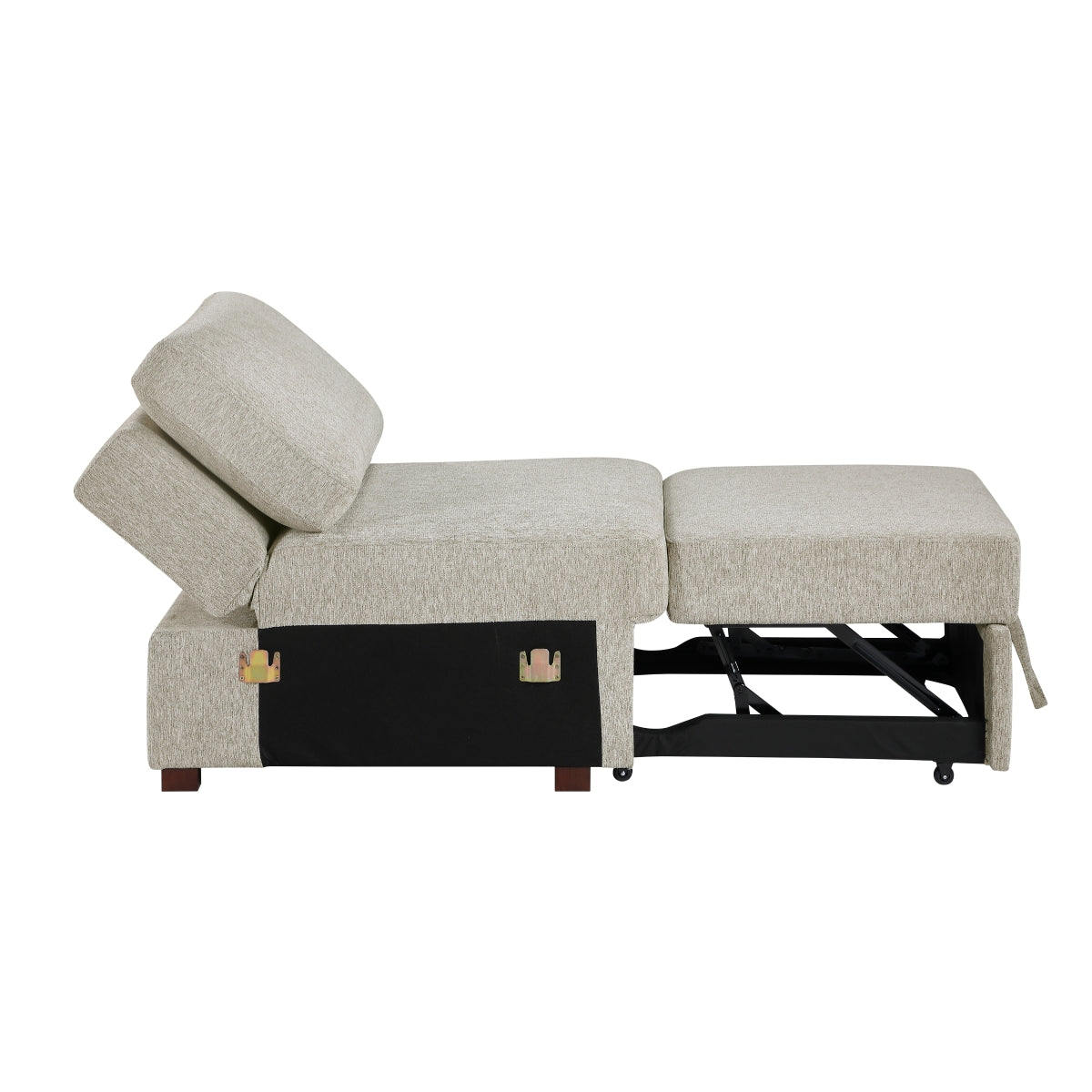 Isla Convertible Armless Chair with Pull-out Bed and Click Motion Back