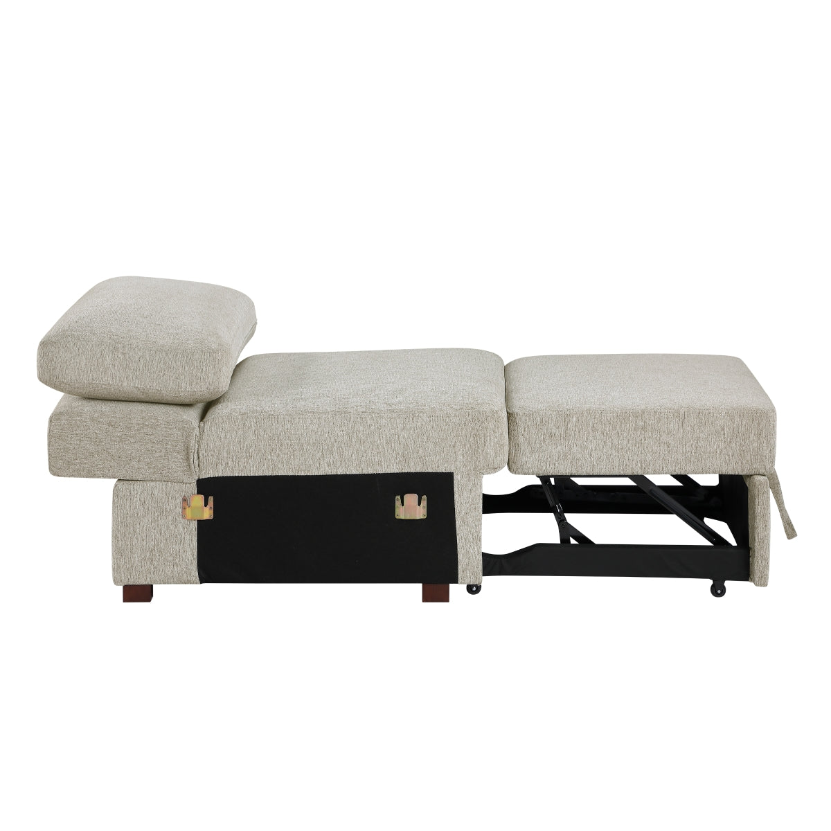 Isla Convertible Armless Chair with Pull-out Bed and Click Motion Back