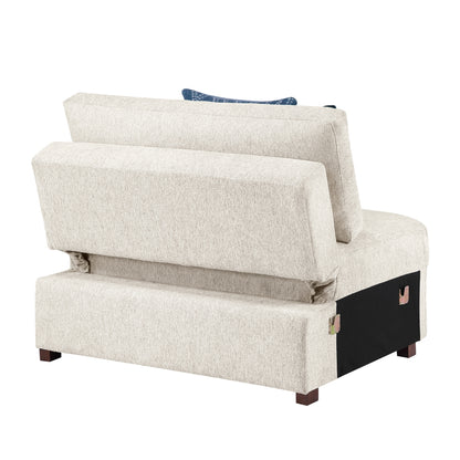 Isla Convertible Armless Chair and Half with Pull-out Bed and Click Motion Back