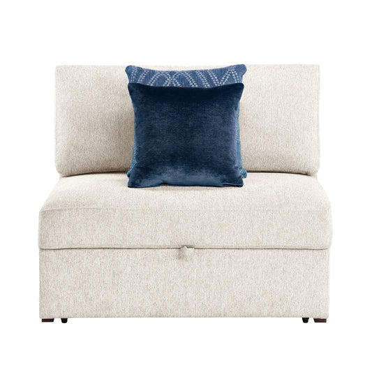 Isla Convertible Armless Chair and Half with Pull-out Bed and Click Motion Back