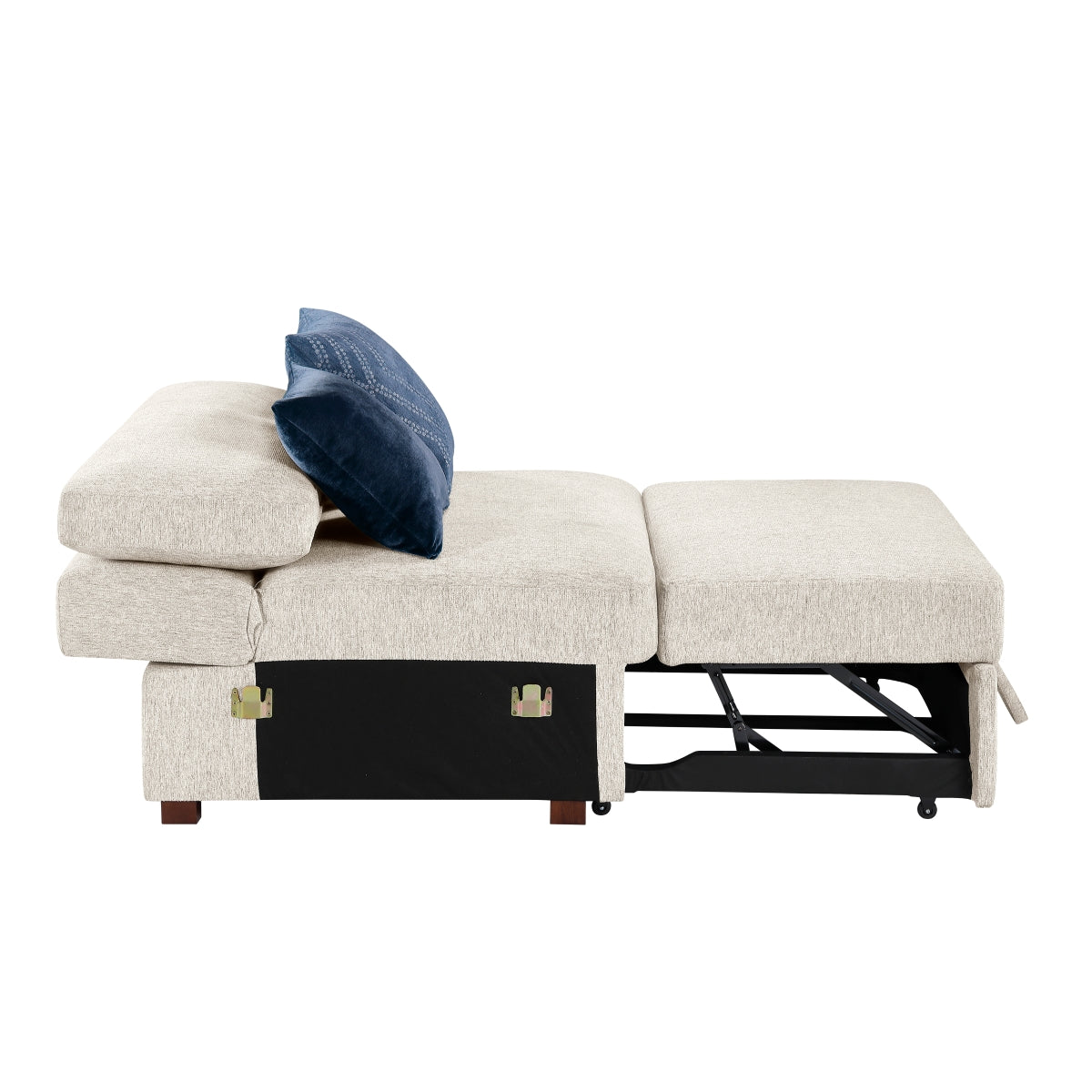 Isla Convertible Armless Chair and Half with Pull-out Bed and Click Motion Back