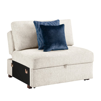 Isla Convertible Armless Chair and Half with Pull-out Bed and Click Motion Back