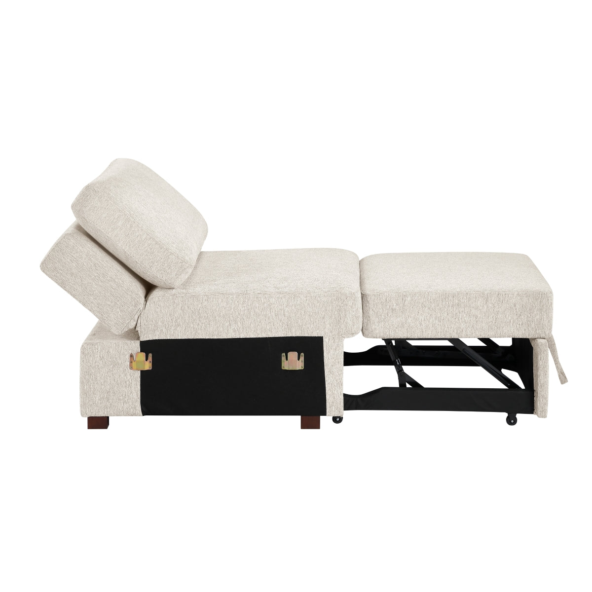 Isla Convertible Armless Chair with Pull-out Bed and Click Motion Back