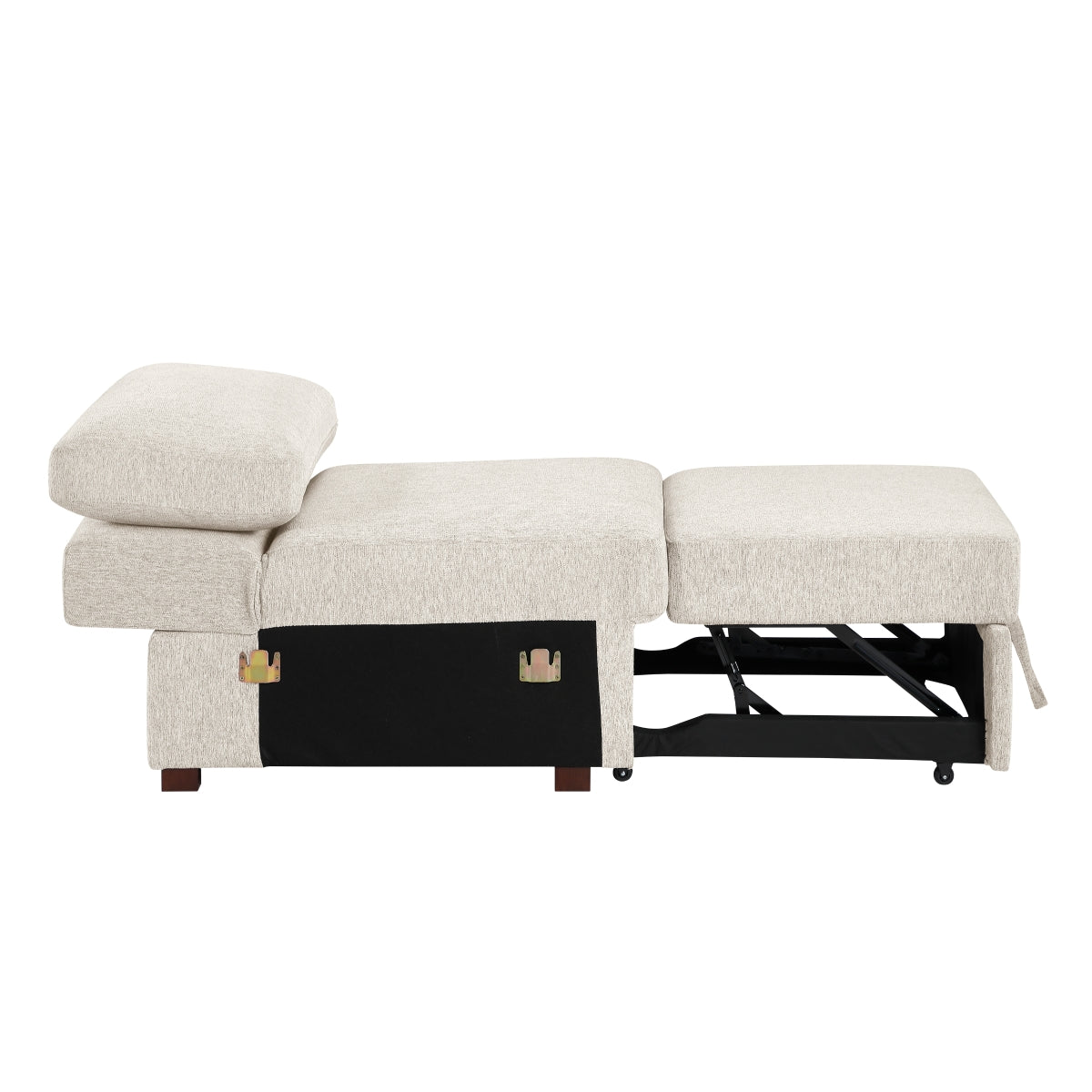 Isla Convertible Armless Chair with Pull-out Bed and Click Motion Back