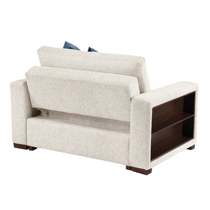 Isla Convertible Chair and Half with Pull-out Bed, Click Motion Back, Two Arms with Shelves and Charging Ports
