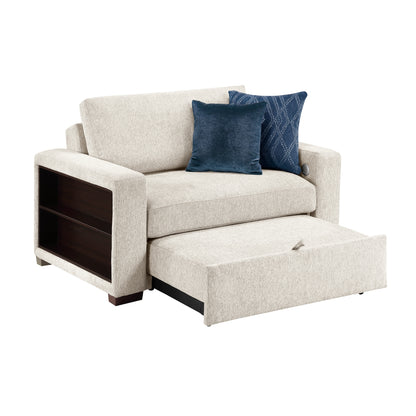 Isla Convertible Chair and Half with Pull-out Bed, Click Motion Back, Two Arms with Shelves and Charging Ports