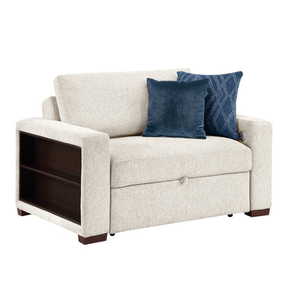 Isla Convertible Chair and Half with Pull-out Bed, Click Motion Back, Two Arms with Shelves and Charging Ports