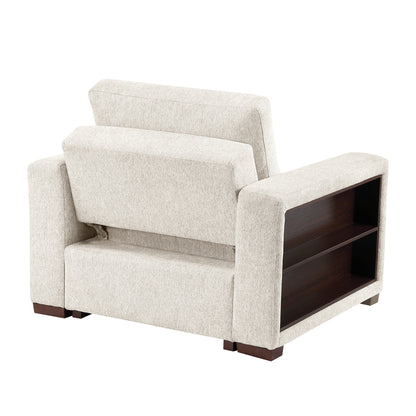 Isla Convertible Chair with Pull-out Bed, Click Motion Back, Two Arms with Shelves and Charging Ports