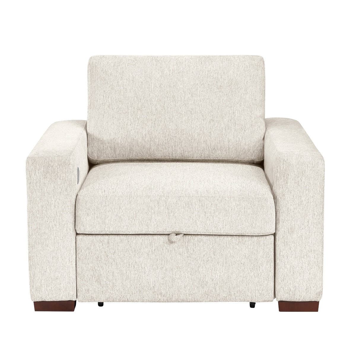 Isla Convertible Chair with Pull-out Bed, Click Motion Back, Two Arms with Shelves and Charging Ports