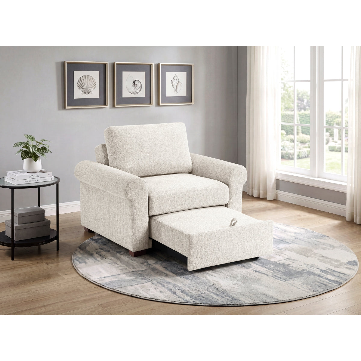 Isla Convertible Chair with Pull-out Bed, Click Motion Back and Two Roll Arms