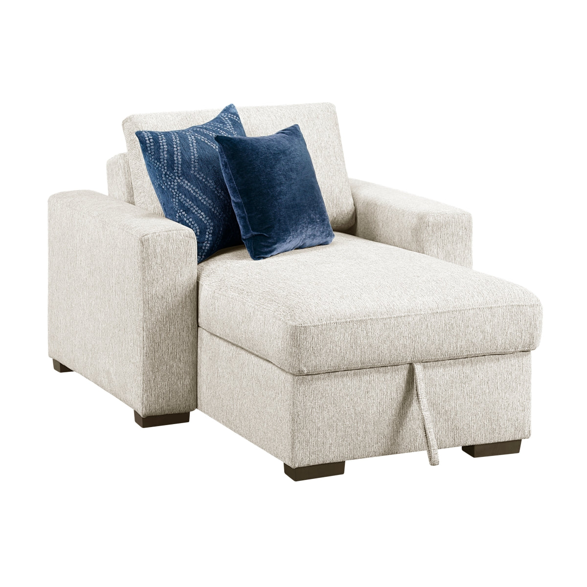 Isla Convertible Chaise Lounge with Arms and Hidden Storage, Click Motion Back