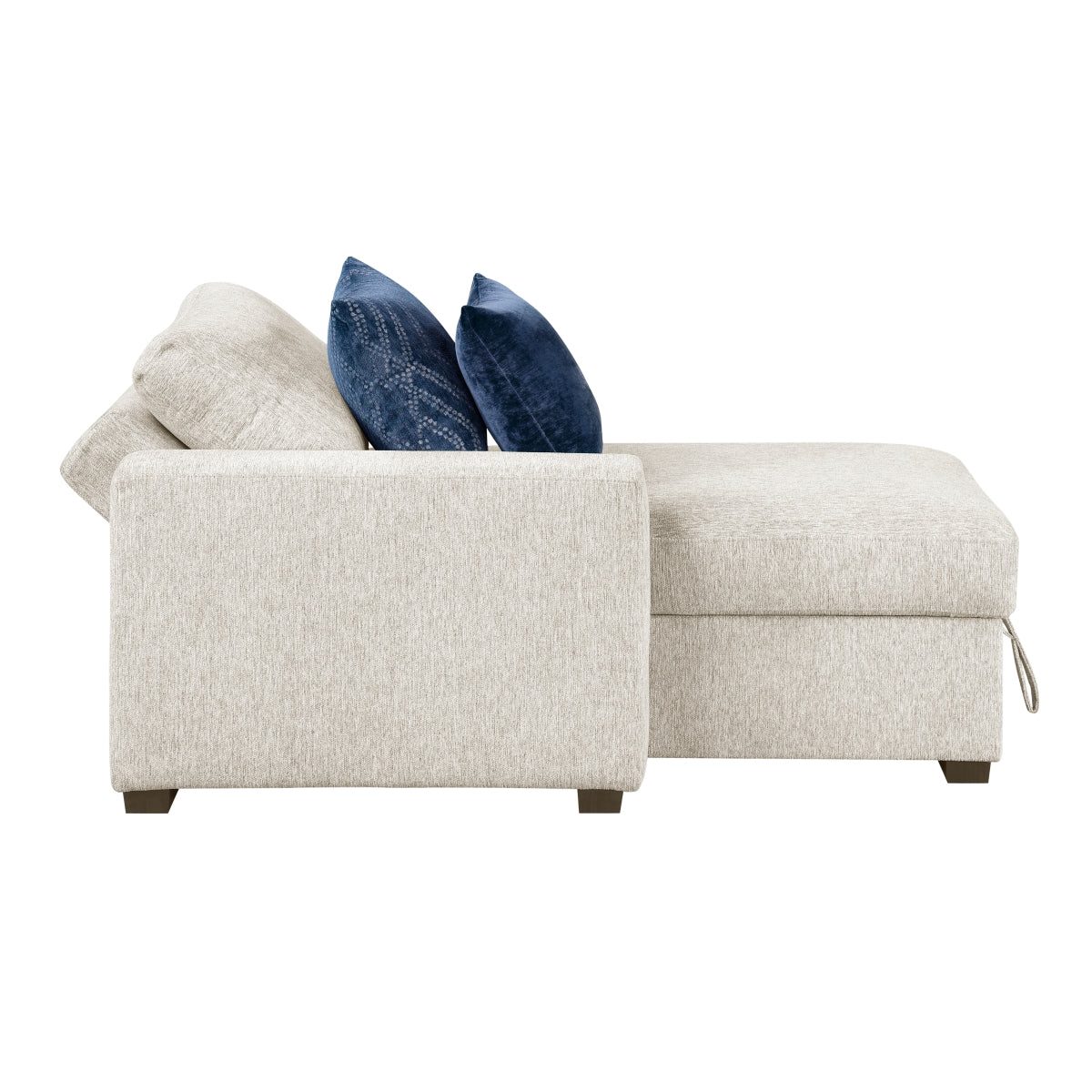 Isla Convertible Chaise Lounge with Arms and Hidden Storage, Click Motion Back