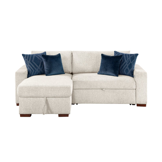 Isla 2-Piece Sectional with Reversible Chaise, Pull-out Bed and Hidden Storage, Click Motion Back
