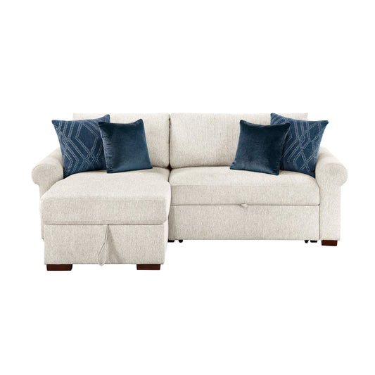 Isla 2-Piece Sectional with Reversible Chaise, Pull-out Bed and Hidden Storage, Click Motion Back