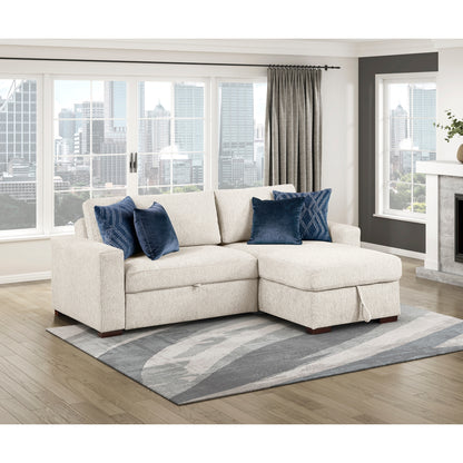 Isla 2-Piece Sectional with Reversible Chaise, Pull-out Bed and Hidden Storage, Click Motion Back