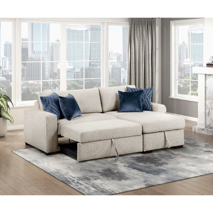 Isla 2-Piece Sectional with Reversible Chaise, Pull-out Bed and Hidden Storage, Click Motion Back