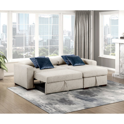 Isla 2-Piece Sectional with Reversible Chaise, Pull-out Bed and Hidden Storage, Click Motion Back