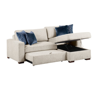 Isla 2-Piece Sectional with Reversible Chaise, Pull-out Bed and Hidden Storage, Click Motion Back