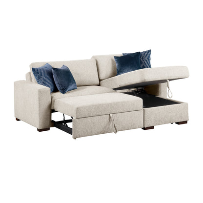 Isla 2-Piece Sectional with Reversible Chaise, Pull-out Bed and Hidden Storage, Click Motion Back