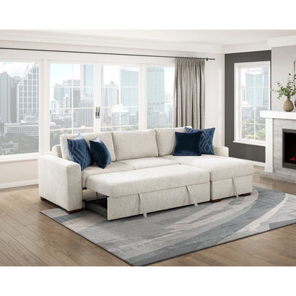 Isla 2-Piece Sectional with Reversible Chaise, Pull-out Bed and Hidden Storage, Click Motion Back