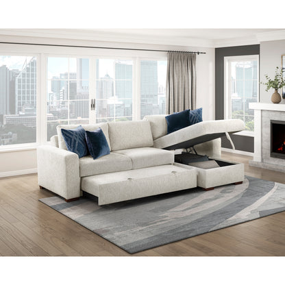 Isla 2-Piece Sectional with Reversible Chaise, Pull-out Bed and Hidden Storage, Click Motion Back