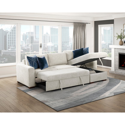 Isla 2-Piece Sectional with Reversible Chaise, Pull-out Bed and Hidden Storage, Click Motion Back