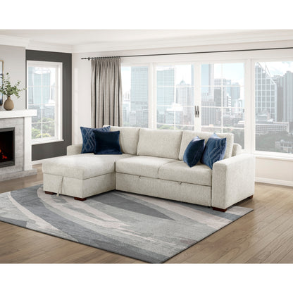 Isla 2-Piece Sectional with Reversible Chaise, Pull-out Bed and Hidden Storage, Click Motion Back