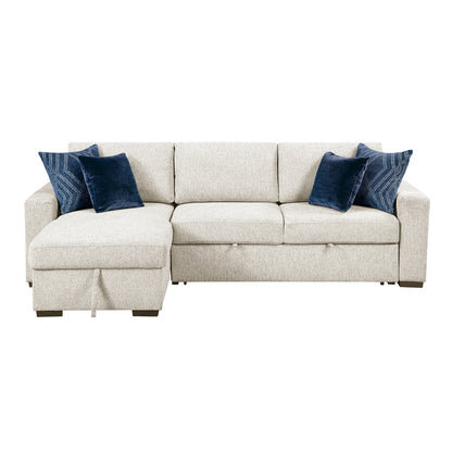 Isla 2-Piece Sectional with Reversible Chaise, Pull-out Bed and Hidden Storage, Click Motion Back