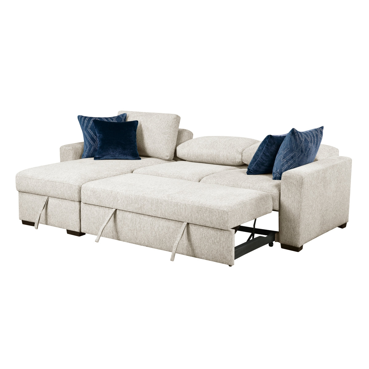 Isla 2-Piece Sectional with Reversible Chaise, Pull-out Bed and Hidden Storage, Click Motion Back