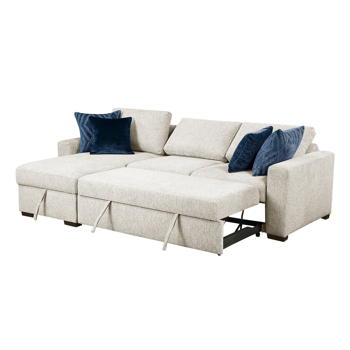 Isla 2-Piece Sectional with Reversible Chaise, Pull-out Bed and Hidden Storage, Click Motion Back