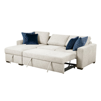 Isla 2-Piece Sectional with Reversible Chaise, Pull-out Bed and Hidden Storage, Click Motion Back