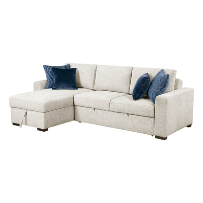 Isla 2-Piece Sectional with Reversible Chaise, Pull-out Bed and Hidden Storage, Click Motion Back