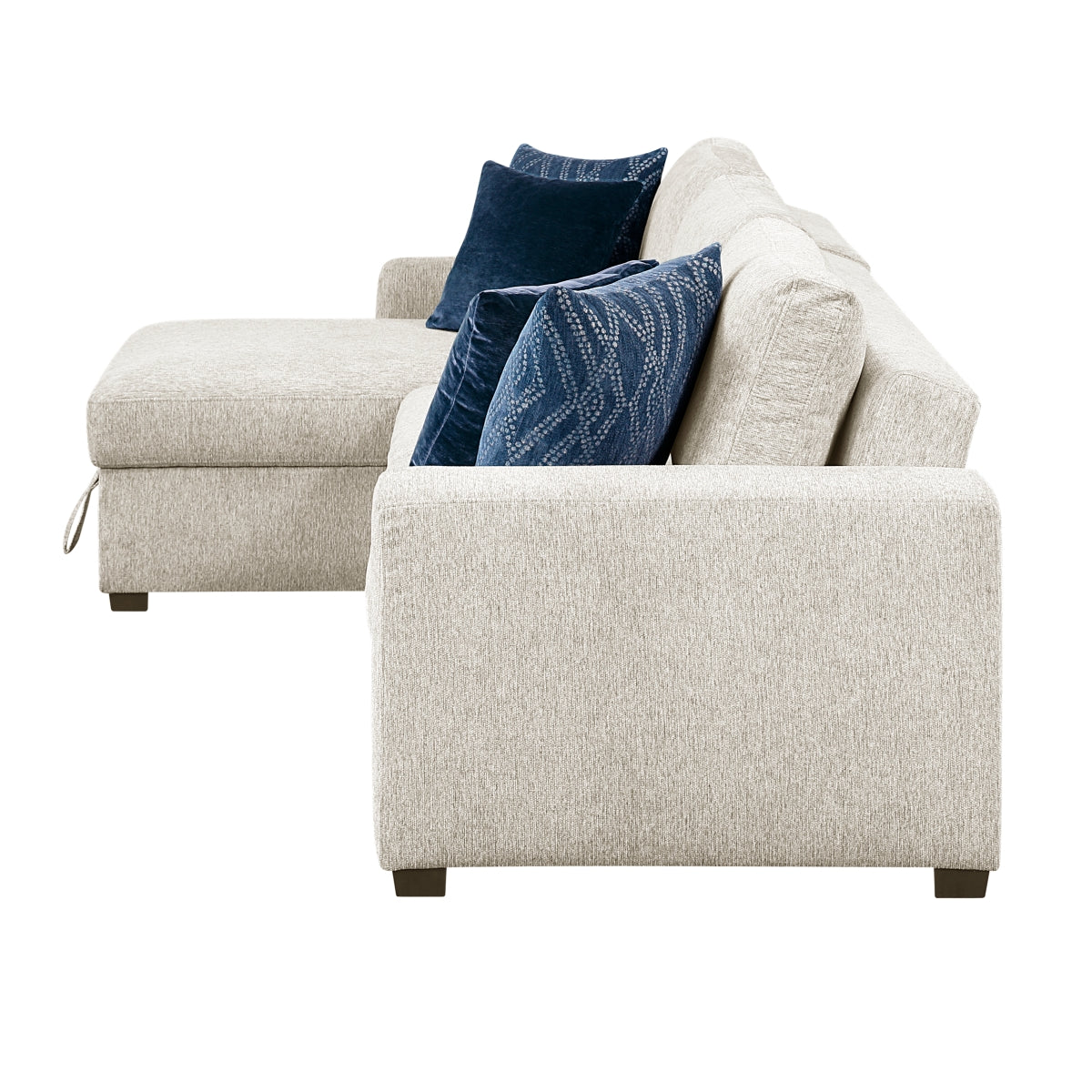Isla 2-Piece Sectional with Reversible Chaise, Pull-out Bed and Hidden Storage, Click Motion Back