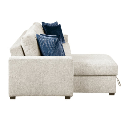Isla 2-Piece Sectional with Reversible Chaise, Pull-out Bed and Hidden Storage, Click Motion Back