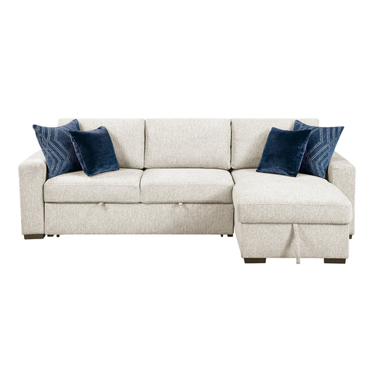 Isla 2-Piece Sectional with Reversible Chaise, Pull-out Bed and Hidden Storage, Click Motion Back