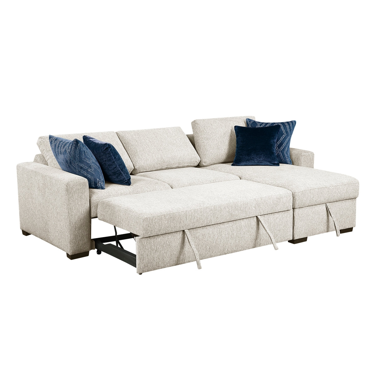 Isla 2-Piece Sectional with Reversible Chaise, Pull-out Bed and Hidden Storage, Click Motion Back