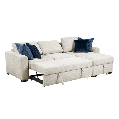 Isla 2-Piece Sectional with Reversible Chaise, Pull-out Bed and Hidden Storage, Click Motion Back