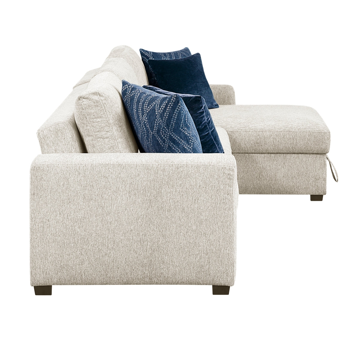Isla 2-Piece Sectional with Reversible Chaise, Pull-out Bed and Hidden Storage, Click Motion Back