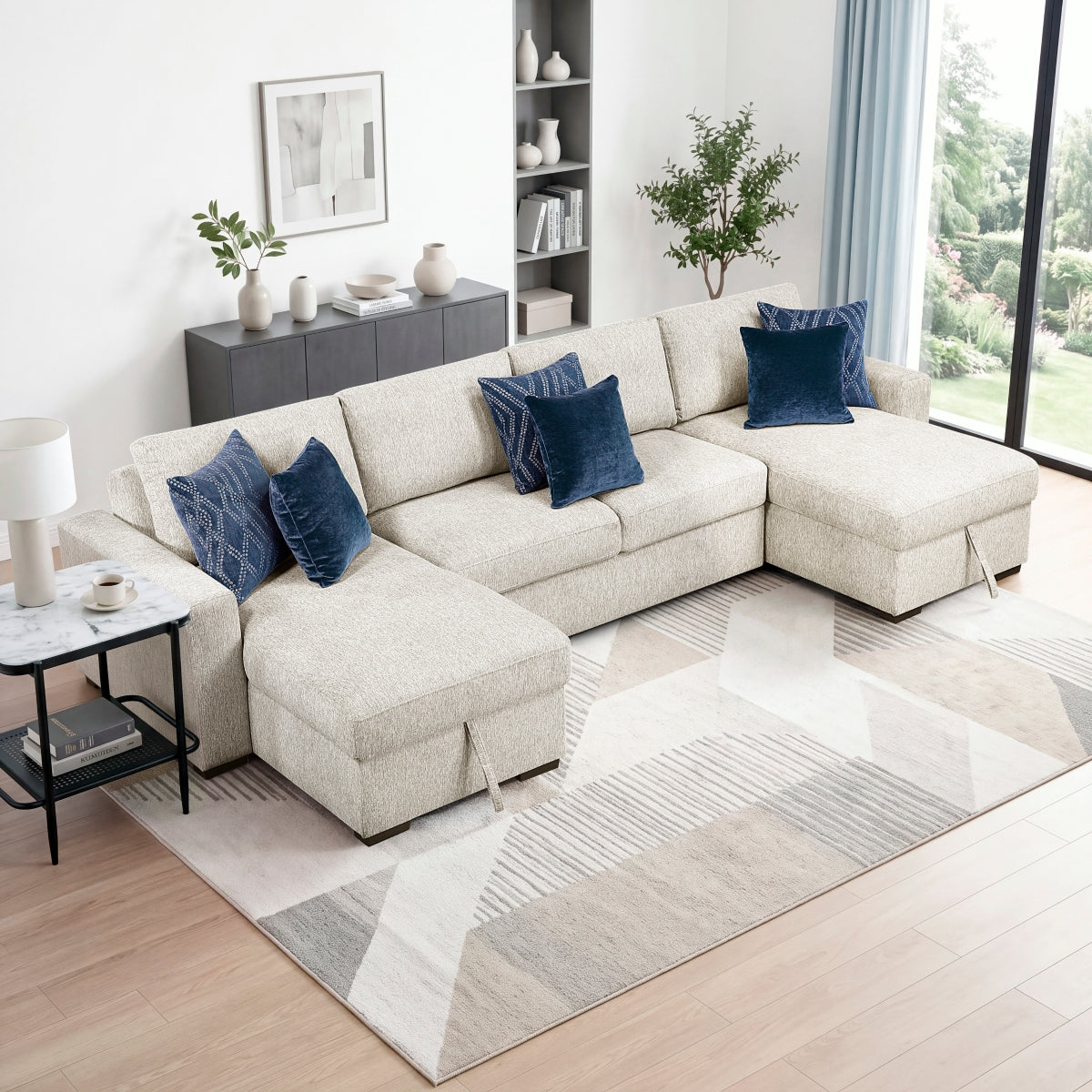 Isla 3-Piece Sectional with Convertible and Reversible Chaise, Hidden Storage, Click Motion Back