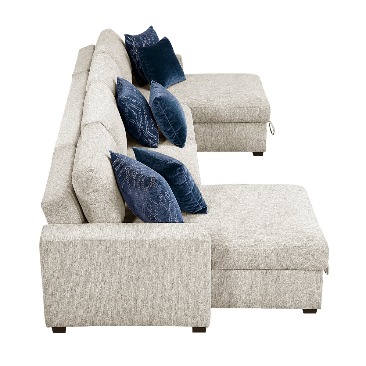 Isla 3-Piece Sectional with Convertible and Reversible Chaise, Hidden Storage, Click Motion Back
