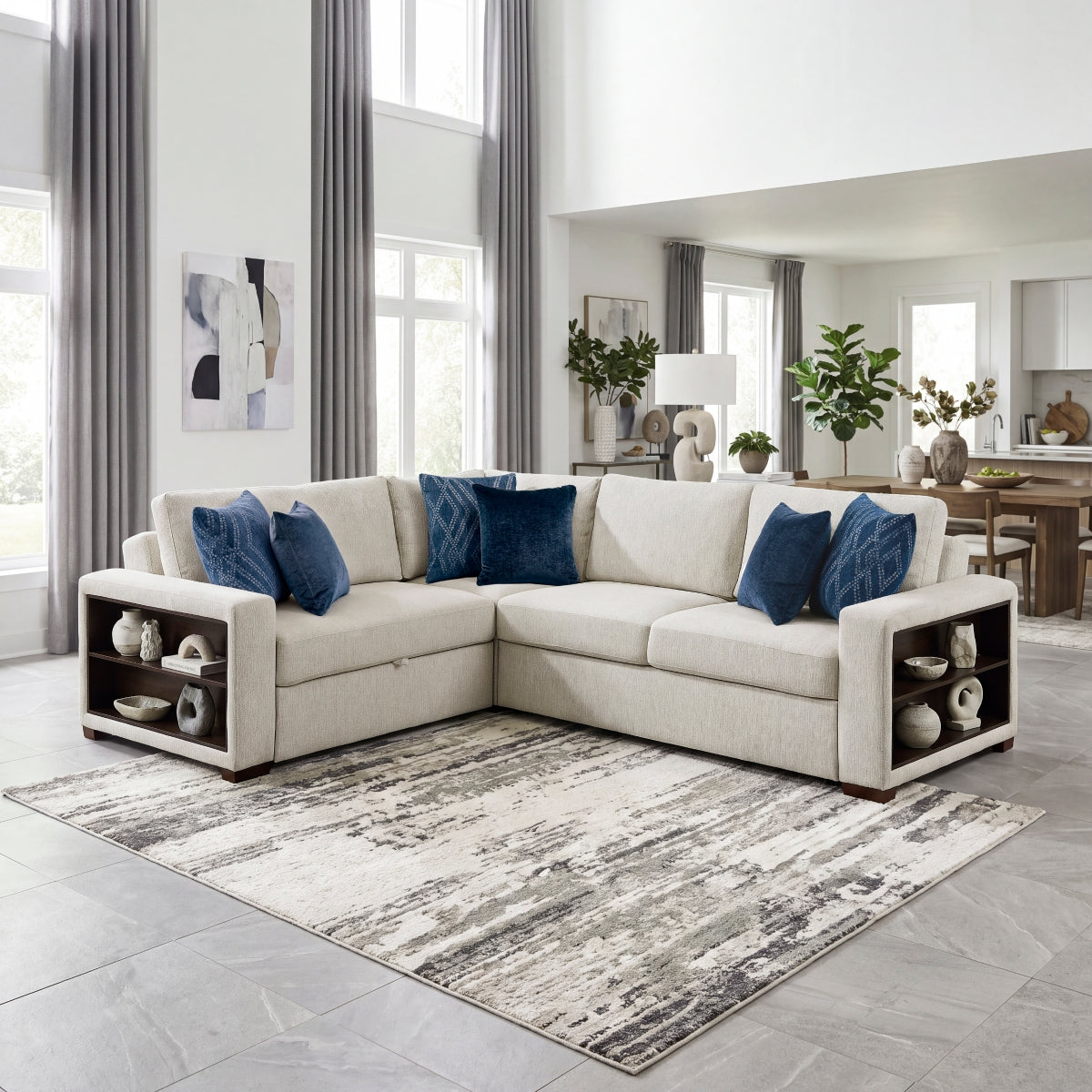 Isla 3-Piece Sectional with Pull-out Bed and Click Motion Back